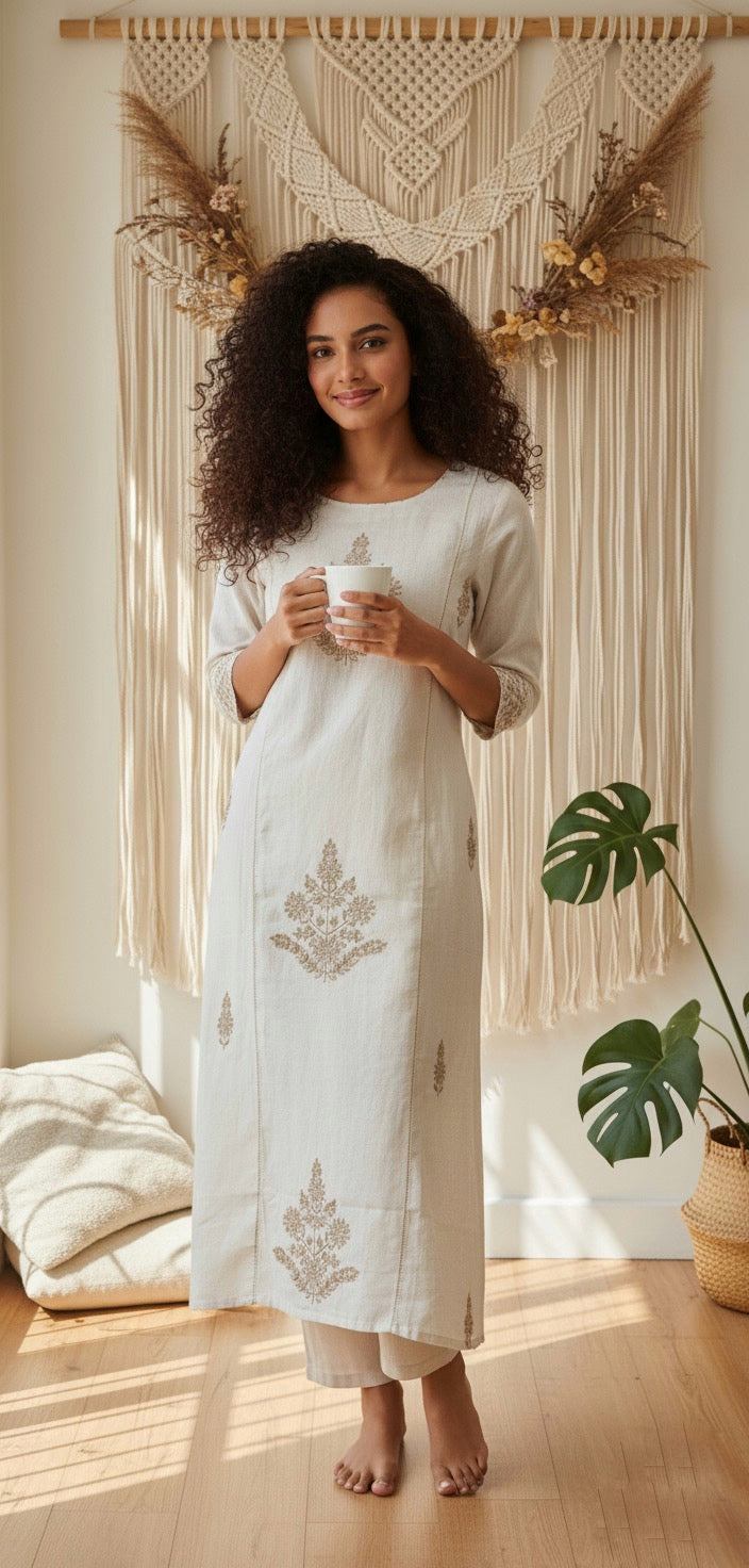 Ivory Elegance Embroidered Co-ord Set