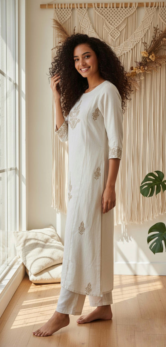 Ivory Elegance Embroidered Co-ord Set