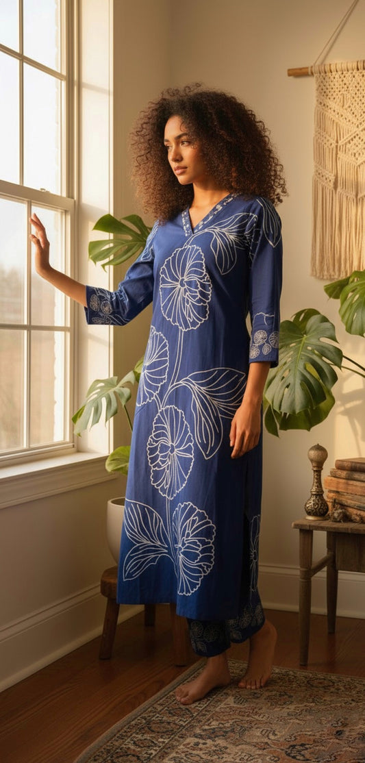 Royal Blue floral Co-ord Set