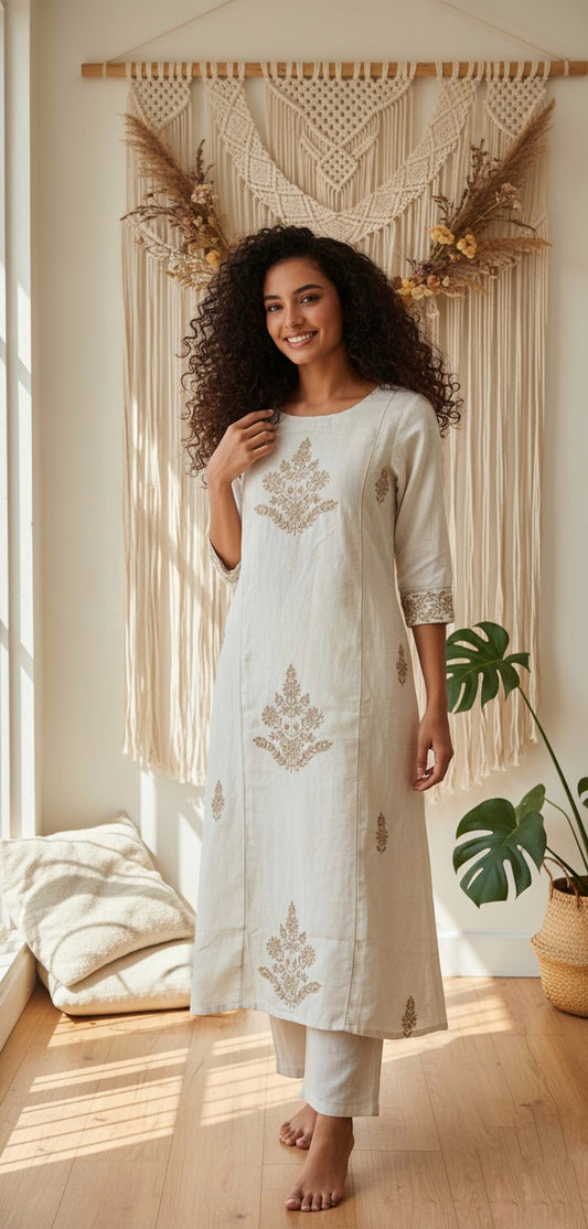Ivory Elegance Embroidered Co-ord Set