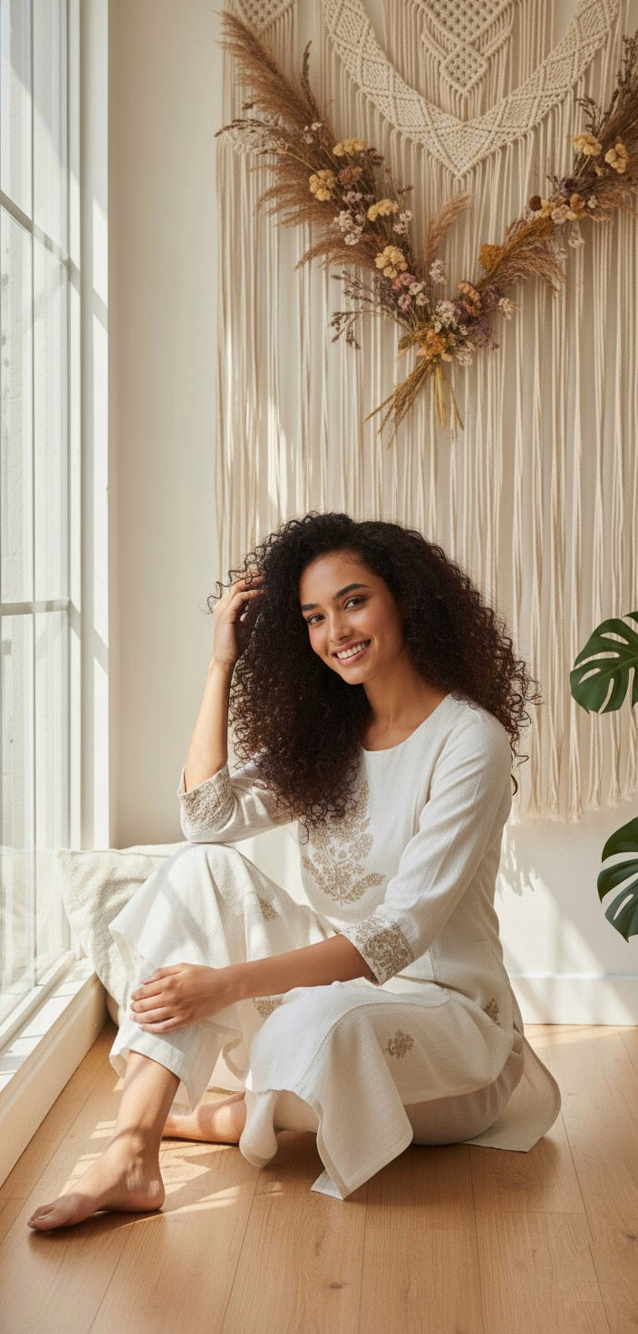 Ivory Elegance Embroidered Co-ord Set