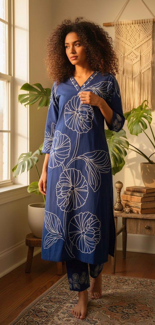 Royal Blue floral Co-ord Set
