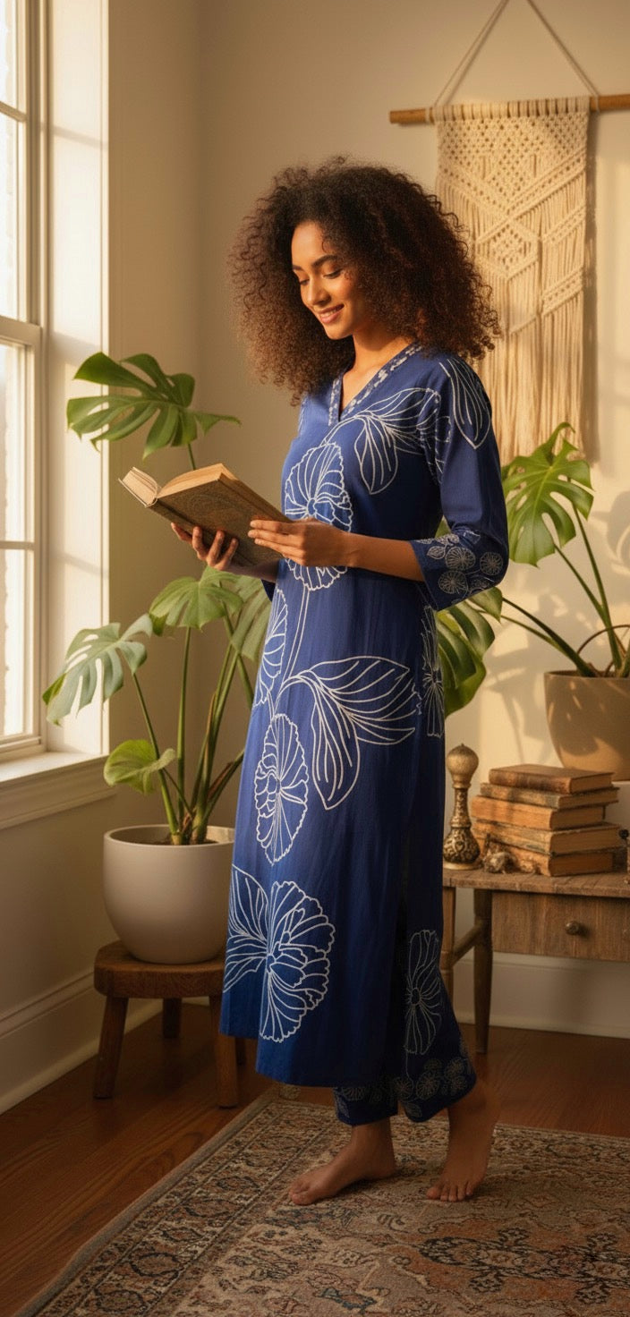 Royal Blue floral Co-ord Set